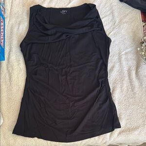 LOFT Elegant Black Cowl Neck Top